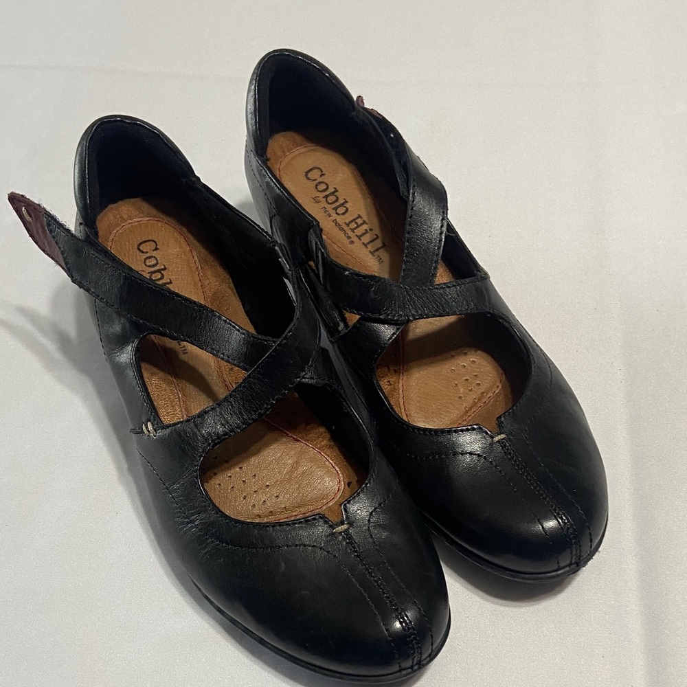 Cobb Hill Rockport Black Leather Mary Jane  Shoes Arch Support Women's 7.5